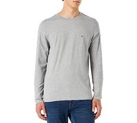Tommy Hilfiger Men Tommy Logo Long-Sleeve T-Shirt Cotton, Grey (Light Grey Heather), M