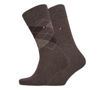 TOMMY HILFIGER | Mens 2 PACK Brown Argyle Solid Flag Socks | UK 6-8 EU 39/42