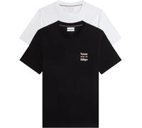 Tommy Hilfiger Men's 2 Pack Chest Graphic Reg Tees MW0MW45091 S/S T-Shirt, Multi (White/Black), L