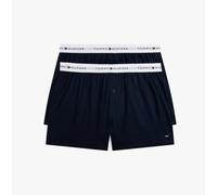 Tommy Hilfiger Mens 2 Pack Signature Logo Woven Boxer Shorts Navy Cotton - Size Large