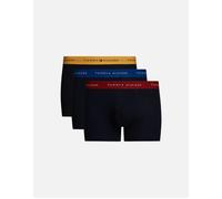 Tommy Hilfiger Men's 3-Pack Signature Cotton Boxer Trunks, Navy/Yellow/Blue/Brown - Black