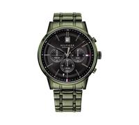 Tommy Hilfiger Men's 44mm Multifunction Quartz Watch - 3-Hand Movement, Green Stainless Steel Bracelet, Black Sunray Dial, 5ATM Water Resistant - 1791634