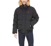 Tommy Hilfiger Men's Arctic Cloth Quilted Snorkel Bomber Jacket Parka, Black, M