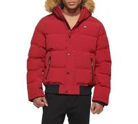 Tommy Hilfiger Men's Arctic Cloth Quilted Snorkel Bomber Jacket Parka, Red, XL