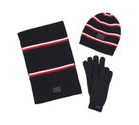 Tommy Hilfiger Men's Beanie, Scarf and Glove Set Hat, Desert Sky Striped, One Size