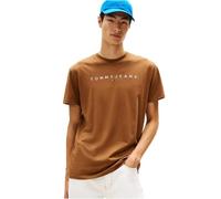 Tommy Hilfiger Men's Brown T-Shirt Reg Linear, Brown, M