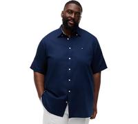 Tommy Hilfiger Men's Bt-Cl Linen BLND Solid Ss Rf S-B MW0MW44062 S/S Shirt, Blue, 5XL
