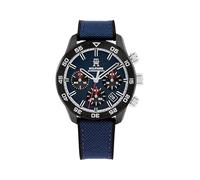 Tommy Hilfiger Men's Chronograph Watch - Cordura Strap with Silicone Backing - 5 ATM Water Resistance - Bold, Stylish Timepiece - Gift for Him - 42mm, Blue