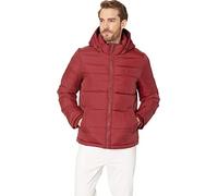 Tommy Hilfiger Men's Classic Hooded Puffer Jacket (Regular and Big & Tall Sizes) Down Alternative Outerwear Coat, Pearlized Red, S