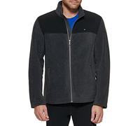 Tommy Hilfiger Men's Classic Zip Front Polar Fleece Jacket, Black/Charcoal, XXL Big-Tall