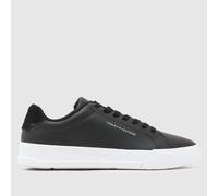 Tommy Hilfiger Men's Court Core Trainers in Black & White, Leather, Size: 8 UK 8