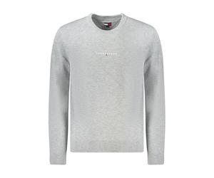 Tommy Hilfiger Mens Crew Neck Sweater Minimalist Logo - Light Grey Cotton - Size 2XL