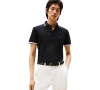 Tommy Hilfiger Men’s Short Sleeve Cuff Interest Slim Fit Polo Shirt, Black (Black), XXL