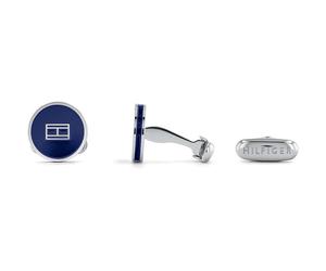 TOMMY HILFIGER Mens Cufflinks CIRCLE 2790353 Stainless Steel Blue