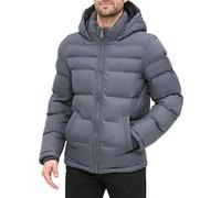 Tommy Hilfiger Men's Down Alternative Hooded Puffer Jacket (Standard and Big & Tall) Coat, Charcoal, 3XL