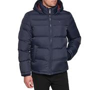 Tommy Hilfiger Men's Down Alternative Hooded Puffer Jacket (Standard and Big & Tall) Coat, Ice Midnight Stripe, XL