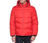 Tommy Hilfiger Men's Down Alternative Hooded Puffer Jacket (Standard and Big & Tall) Coat, Orange Burst, M