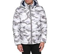 Tommy Hilfiger Men's Down Alternative Hooded Puffer Jacket (Standard and Big & Tall) Coat, White Camouflage, XS