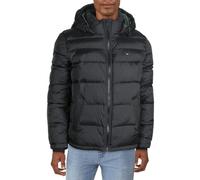 Tommy Hilfiger Men's Classic Hooded Puffer Jacket Down Alternative Outerwear Coat, Pearlized Black, XL