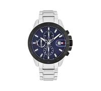 Tommy Hilfiger Men's Dynamic Watch - Quartz Multifunction, Stainless Steel Case, Radial-Etched Dial with CD-Textured Sub-Eyes, Tapered Indexes, Magnified Date Window, Link Bracelet - Gift for Him