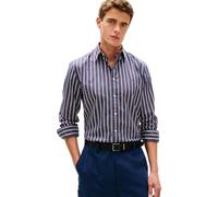 Tommy Hilfiger Men's Flex Poplin Bold Stripe Rf Shirt Mw0Mw39159, Blue, L