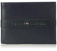 Tommy Hilfiger Men's Genuine Leather Passcase Wallet with ID Window and Multiple Card Slots, Navy, One Size
