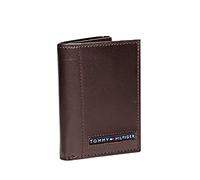 Tommy Hilfiger Men's Genuine Leather Slim Trifold Wallet with ID Window, Brown, One Size