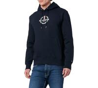 Tommy Hilfiger Men's GLOBAL STRIPE WREATH TEE HOODY MW0MW41421, Pullover Hoodie Black, M