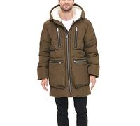 Tommy Hilfiger Men's Heavyweight Quilted Sherpa Hooded Parka Coat, Army Green, XXL