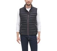 Tommy Hilfiger Men's Heavyweight Quilted Sherpa Hooded Parka Down Vest, Old Black, M