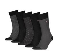 Tommy Hilfiger Men's Herringbone Dot Classic Sock, Black, 39-42 (Pack of 5)