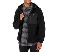 Tommy Hilfiger Men's Hooded Performance Fleece Jacket, Black/Black Mixed Media, XL