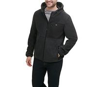 Tommy Hilfiger Men's Hooded Performance Fleece Jacket, Charcoal/Black Mixed Media, M