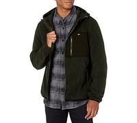 Tommy Hilfiger Men's Hooded Performance Fleece Jacket, Charcoal/Black Mixed Media, XXL
