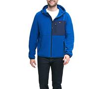 Tommy Hilfiger Men's Hooded Performance Fleece Jacket, Royal Blue/Navy Mixed Media, XL