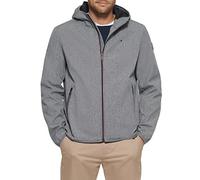 Tommy Hilfiger Men's Hooded Performance Soft Shell Jacket Windbreaker, Heather Grey, XL