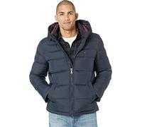 Tommy Hilfiger Men's Hooded Puffer Jacket Down Alternative Coat, Midnight, XS