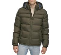 Tommy Hilfiger Men's Hooded Puffer Jacket Down Alternative Outerwear Coat, Olive, S