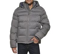 Tommy Hilfiger Men's Hooded Puffer Jacket, Heather Grey, XXL