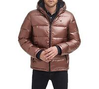 Tommy Hilfiger Men's Hooded Puffer Jacket, Pearlized Brown, Medium