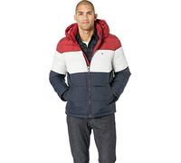 Tommy Hilfiger Men's Hooded Puffer Jacket, Red/White/Midnight, XL