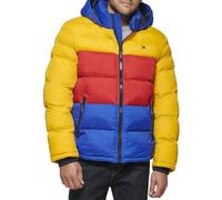 Tommy Hilfiger Men's Hooded Puffer Jacket, Yellow/Red/Blue, XL