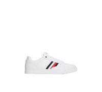 Tommy Hilfiger Men's Icon Court Stripes Leather Cupsole Trainers, White (White), 10.5