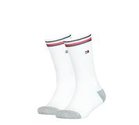 Tommy Hilfiger Unisex Kid's Crew Sock, White, 27/30 (Pack of 2)