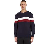 Tommy Hilfiger Men's Jumper Colourblock C-Neck Pullover, Multicolor (Dsrt Sky/Rouge/Ancient White), L