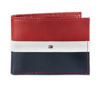 Tommy Hilfiger Men's Leather Americana Stripe Bifold Wallet, Red, White, and Blue, One Size