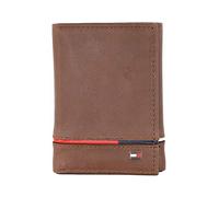 Tommy Hilfiger Men's Leather Leif RFID Trifold Wallet with Double ID, Brown