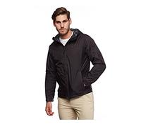 Tommy Hilfiger Men's Lightweight Breathable Waterproof Hooded Jacket Raincoat, Black, S