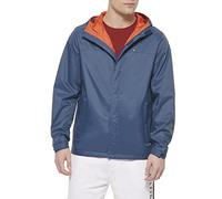 Tommy Hilfiger Men's Lightweight Breathable Waterproof Hooded Rain Jacket Raincoat, Mountain Blue, 2X