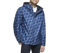 Tommy Hilfiger Men's Lightweight Breathable Waterproof Hooded Rain Jacket Raincoat, Nautical Rope Print, M